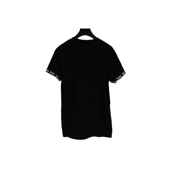 Balmain Mens T Shirt Size Small Small Black White Cotton Paris Logo Trim Sleeves - Picture 2 of 7